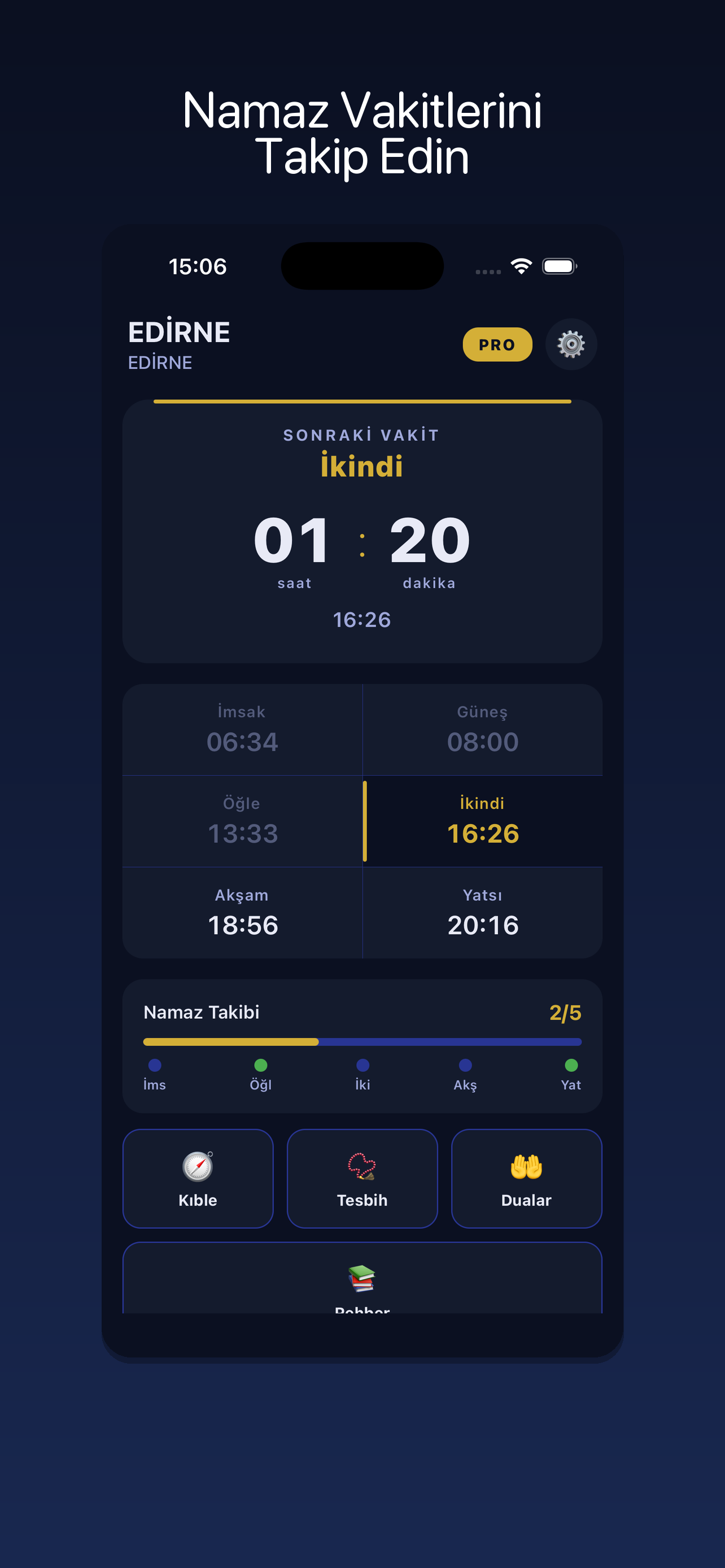 Namaz Vakitleri - Ana Ekran